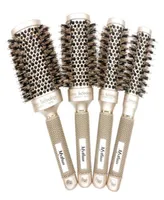 تصميم جديد لتصميم الذهب Boar Bristle Nano Ceramic Hair Ionic Round Brush Tool Tool Curling Hair Frusts في 4 أحجام 501779
