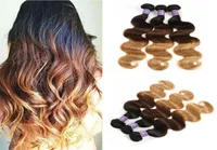 Gekleurd Braziliaans haar 3 Bundels Body Wave T 1B427 Drie Tone Blonde Ombre Hair Extensions Whole Virgin Human Hair Weaves
