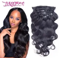 Br￩silien Virgin Human Clip Clip in Hair Extension Natural Black Body Wave Queen Extensions de cheveux non transform￩s 1228 pouces4866449
