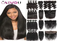 Indian Virgin Hair Straight 4 Bundles with Closures Whole Body Wave Human Hair Bundles with Frontal Deals Deep Wave Bulk