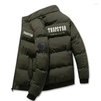 Men's Jackets Printed TRAPSTAR Padded Jacket Men Autumn And Winter Warm Windproof Short With Mandarin Collar Large 2023