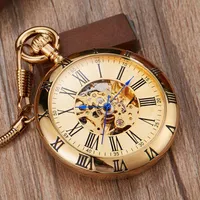 손목 시계 고급 구리은 자동 기계식 FOB 체인 시계 남자 로마 번호 시계 고품질 포켓 시계 10122742