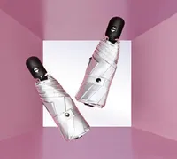 Paraplu's titanium zilvercoating volledig automatische paraplu vijfvouwende zonnebrandcrème antiuv persoonlijkheid creatief parasol voor dames1712680