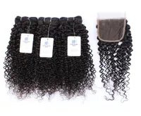 9A Brazilian Human Hair Weaves Straight 3 Bundles With 44 Lace Clsoure Body Wave Virgin Human Hair Straight Deep Loose Curly Remy