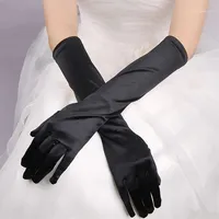 Five Fingers Gloves Fashion Long Satin Opera Evening Party Prom Costume Black Red 63cm Women1251S