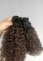 Indian Human Virgin Hair Waft ombre 1B4 Brown Curly Weaves Double Drawn 100g One Bundle8431891