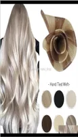 Toutes 10a extensions de trame ￠ main ￠ main 100% vierge cheveux humains soyeux silk raide br￩silien blonde coudre en paquets ￠ la main 6690900
