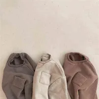 Kinder Winterkleidung neuer japanischer und koreanischer einfacher loser kleiner Taschen Männer und Frauen Baby dünn Fleece Pullover Sweate G1028327s