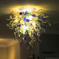 Hand Blown Glass Chandelier Lamps White and Blue Color 32x40 Inches CE UL Certificate LED Pendant Lighting Chihuly Style Chandeliers Ceiling Decorative LR1150