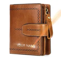 New Name Engraving Male Wallet Classic Genuine Leather Solid Zipper Short Man Wallet High Quality Hasp Male Wallets J2208099421418