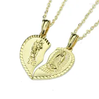 Anhänger Halsketten Design spainisch te amo gold plated Jesus Christus Jungfrau Maria Herz Form Liebhaber Halskette für Paare