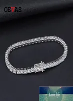 Oevas 100 925 STERLING Gümüş Yaratılan Moissanite Taş Barko Bangle Charm Düğün Bilezik İnce Mücevherleri Bütün Damla Fact5911977