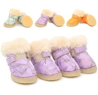 4pcs Warm Pet Dog Cat Shoes Antislip Boots Socks Winter Puppy Rain Snow Booties Footwear For Small s Chihuahua Pug 220217