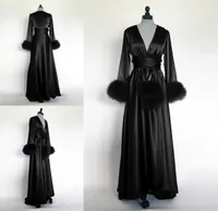 2021 Robe noire d'hiver Paintes peignoir en fausse fourrure mari￩e BRIDESMAID Robes Doucheur pour femmes Pyjamas Pyjamas2790474
