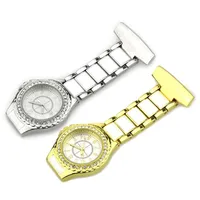 RHINATONE infirmi￨re montre FOB Pocket Nursing Watch Diamond Lapel Brooch horloge pour le m￩decin de l'h￴pital Utilisation comme cadeaux m￩dicaux Golden et Silver311L