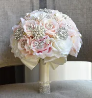 Lüks İpek Yapay Çiçekler İnci Kristal Düğün Buket Gelin Buket Robe De Mariage Gelin Şampanya için Handhol1101745