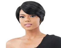 Bahar Tam Dantel Huamn Saç Peruk Bakire Brezilya Saç Kısa Makine Yapımı Pixie Kesim Siyah Kadınlar için Kesim