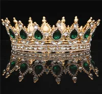 Brautround -Tiaras und Kronen Kristalle Hochzeit Kopfbedeckungen Vintage Royal Queen Women Pageant Prom -Strass Haar Faszinatoren Orna6902950