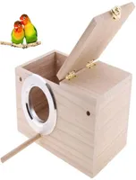 Bird Cages Parakeet Nest Box Natural Pine Wood Breeding For Budgie Parrot Egg Accessories 221105