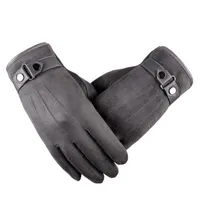 Men Touch Screen Gloves Autumn Winter Plus Cashmere Thick Warm Mittens Leather Fleece Lined Thermal Male Driving Glove Mitaine245f