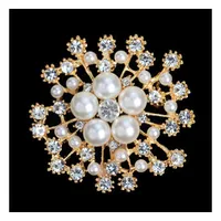 Pins Brooches Big Snowflake Brooches Fashion Luxury Peral Crystal Flower Pins Alloy Brooch For Women Handmade Badge Jewelry Gift Ba Dhusr