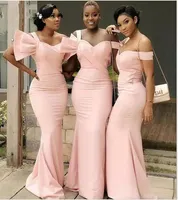Designer unico rosa chiaro Abiti da damigella d'onore con spalla 2022 Maglietta senza schiena Abito Honor Dress Wedding Ospite Ospite Serata7870643