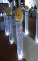 Sparkly Flower Vase Crystal Beaded Floor Pillars Tall Chandelier Centerpiece Luxury Flower stand Wedding Event Decoration3528001