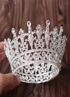 Rainha inteira Coroa Tiara Wedding Crystal Rhinestone Acess￳rios para cabelos da cabe￧a da cabe￧a Silver Princess Hair Jewelry Pro1452907