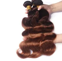 Ombre Body Wave Hair Weaves Malaysian Peruvian Brazilian Virgin Hair Bundles Body Wave Toin Tone Dark Root Brown Ombre Human Hair