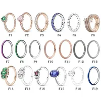 Nuevo 100% 925 Sterling Silver Ring Fit Pandora Amor Colorido Heart Flowers Rose Daisy Anillos para mujeres europeas Moda original 259Q