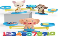 QWZ Math Match Game Board Toys Monkey Cat Match Balancing Scale Number Balance Game Kids Educational Toys Learn Add And Subtract 2