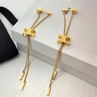 Gold long chain tassel earrings necklace women's luxury senior sense European and American minority sweater chain