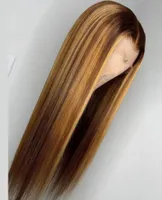 Ombre Hight Wig Brown Honey Blonde Colore HD Whole Lace Front Human Hair Wigs прямой 13x6 средняя часть кружев