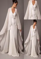 Ivory Bridal Cape Women Wedding Cloak Chiffon Long Jacket Plus Wrap Moded Formal Bide Bolero3726302