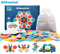 Leren speelgoed diikamiiok houten puzzelspellen baby montessori educatieve kinderen geometrische vorm bord 3d puzzels voor kinderen