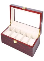 High Quality Watch Boxes 5 Grids Wooden Watch Display Piano Lacquer Jewelry Storage Organizer Jewelry Collections Case Gifts7537381