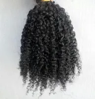 Nya brasilianska mänskliga jungfruliga remy naturliga svart hår kinky lockigt hår inslag mjukt dubbeldragna hårförlängningar obearbetad färg