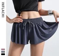 Running Shorts Summer Sports Yoga Training Pantalons Two Piece Fake Jirt Double Safety Fitness Clothes5361497