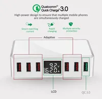 MultiPorts 6 USB Charger QC30 Quick Fast Travel Power Adapter Station Digital Display Cell Phone Chargers297F