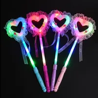 EMS 100pcs 37 cm LED LED Flash Glow Heart Love Candy Fairy Sticks Flash Glow Sticks Light Up Wand Party Disco Ktv Xmas Kids267q
