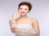Charmant blanc sexy gants nuptiaux accessoires de robe de mariée applique cristaux de soirée gants de soirée accessor de mariée7241231
