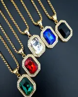 Hip Hop gold color Artificial gem Head Pendant Necklace For Men 316L Stainless Steel Mans Male Jewelry Friendship Gift1915794