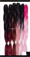 Bulks QP Двухтологические цвета вязальщины крючком волосы 24 quot60cm 100gpc Синтетические омбре -джамбо -плетена