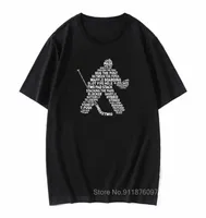 men039s TShirts Ice Hockey T Shirt Goalie Calligram Sports Sticks Puck Winter Skating Men Short Sleeved Fun Cotton Tops Summer5615451