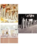 Vintage tasarım İngilizce harfler mrmrs ahşap düğün arka plan dekorasyon parıltı altın gümüş mevcut masa merkezinde dekor 1 s4535861