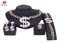 US Dollar Jewelry Sets Necklace Bracelet Earrings Ring Women Money Sign Gold Color Middle Eastern African Jewellery Set 2012222133239