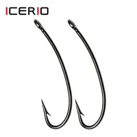 ICERIO 500PCS Nymphs Dry Flies Fly Tying Hook Curved York Bend Straight Eye 3X Long Shank Standard Wire Sharp Point Black Nickel 220215276J