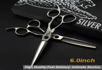 60QUOT Silver giapponese Scissori per capelli Giappone 440c Scissori a basso costo di assottigliamento di taglio a taglio per capelli taglio di capelli 1015438500