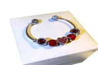 Red Love Heart Chamrs Bracelet de brazalete de bricolaje Joyas de boda para Pandora 925 Pulseras abiertas de plata de plata con ERIG9877984
