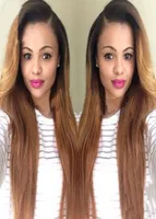 Parrucca anteriore in pizzo ombre Human Hair Virgin Brasilian Brasilian Glueless Dritta Wigs Full Lace Two Tone Colore T1B30 per Balck Women6674014